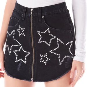 Black LF/Carmar Minu Denim Skirt with Sequin Stars